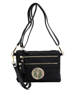 Fashion Denim Clutch Cross Body Bag with Logo DN001L Black